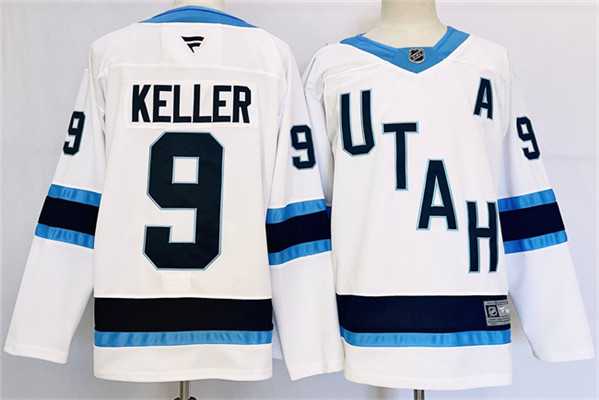 Mens Utah Hockey Club #9 Clayton Keller White Stitched Jersey